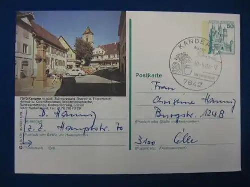 Bildpostkarte P 129 Deutschland Kandern im südlichen Schwarzwald