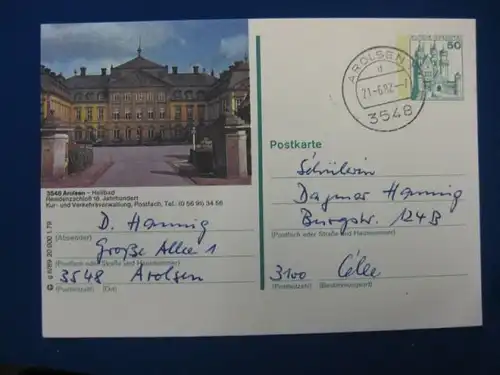 Bildpostkarte P 129 Deutschland Arolsen