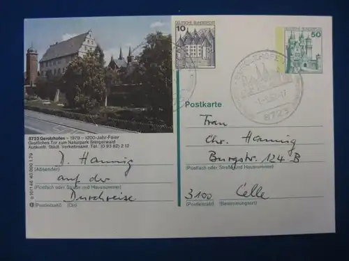 Bildpostkarte P 129 Deutschland Gerolzhofen