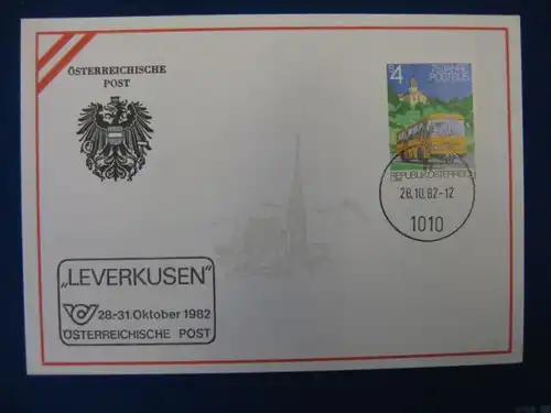 Ausstellungskarte der Österreichische Post "LEVERKUSEN 1982"