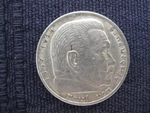 5 Reichsmark 1936 A,  Silber 