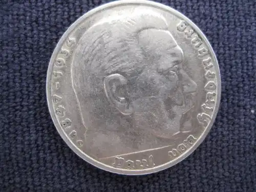 5 Reichsmark 1938 D,  Silber 