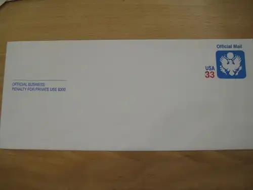 USA Ganzsache Langbriefumschlag Offical Mail