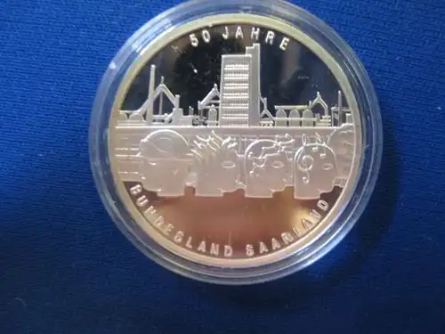 10 EURO Silbermünze 50 Jahre Bundesland Saarland, Polierte Platte, Spiegelglanz
