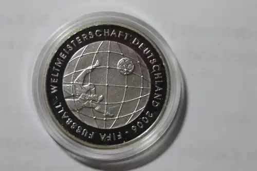 10 EURO Silbermünze Fußball - WM, Ausgabe 2005, Polierte Platte, Spiegelglanz