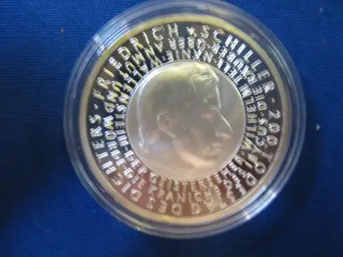 10 EURO Silbermünze 200. Todestag Friedrich von Schiller; Polierte Platte, Spiegelglanz