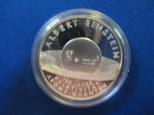 10 EURO Silbermünze Albert Einstein; Polierte Platte, Spiegelglanz