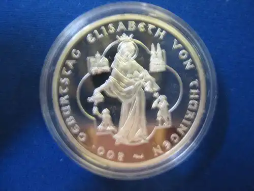 10 EURO Silbermünze 800 Jahre Heilige Elisabeth von Thüringen, Polierte Platte, Spiegelglanz