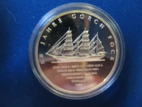10 EURO Silbermünze Segelschulschiff Gorch Fock; Polierte Platte, Spiegelglanz