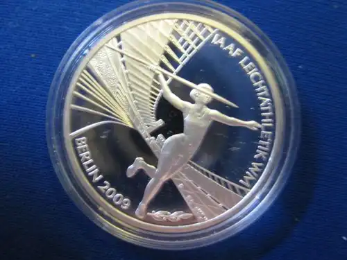 10 EURO Silbermünze IAAF Leichtathletik - WM Berlin 2009; Polierte Platte, Spiegelglanz