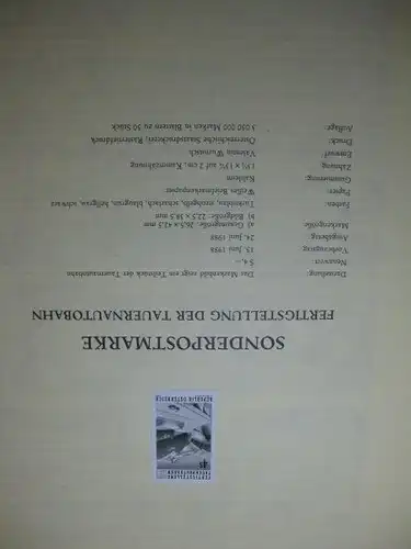 Österreich Amtlicher Schwarzdruck SD der Post Tauernautobahn
