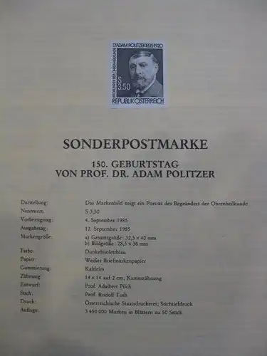 Österreich Amtlicher Schwarzdruck SD der Post Politzer