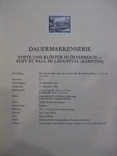 Österreich Amtlicher Schwarzdruck SD der Post Stifte und Klöster
