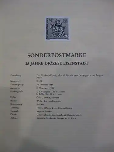 Österreich Amtlicher Schwarzdruck SD der Post Diözese Eisenstadt