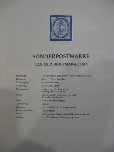 Österreich Amtlicher Schwarzdruck SD der Post Tag der Briefmarke 1985