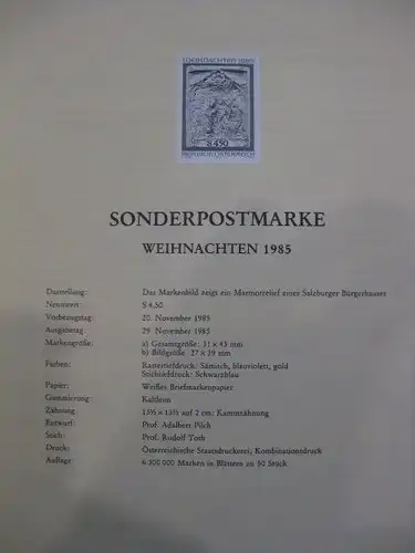 Österreich Amtlicher Schwarzdruck SD der Post Weihnachten 1985
