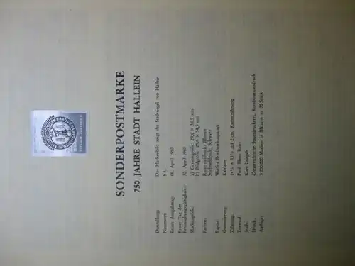 Österreich Amtlicher Schwarzdruck SD der Post Stadt Hallein