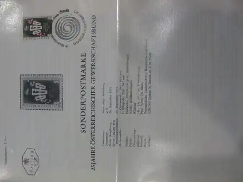 Amtliches Ersttagsblatt ETB der POST Österreich Österreichischer Gewerkschaftsbund