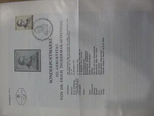 Amtliches Ersttagsblatt ETB der POST Österreich Dr. Erich Tscherkak-Seysenegg
