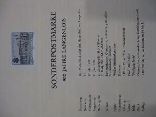 Österreich Amtlicher Schwarzdruck SD der Post: Langenlois