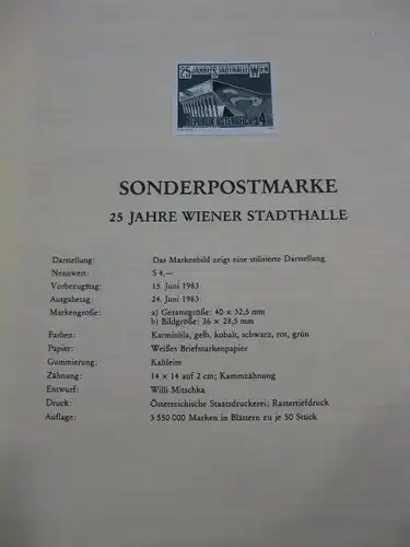 Österreich Amtlicher Schwarzdruck SD der Post: Wiener Stadthalle