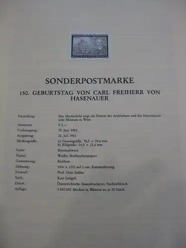 Österreich Amtlicher Schwarzdruck SD der Post: Carl von Hasenauer