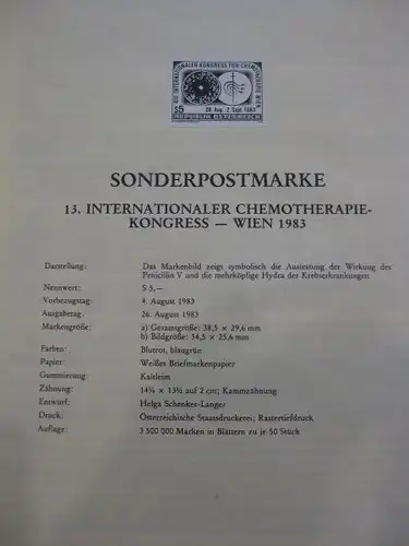 Österreich Amtlicher Schwarzdruck SD der Post: Intern. Chemotherapie-Kongress