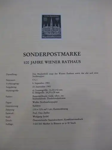 Österreich Amtlicher Schwarzdruck SD der Post: Wiener Rathaus
