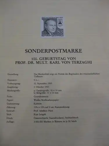 Österreich Amtlicher Schwarzdruck SD der Post: Prof. Dre. Karl von Terzaghi