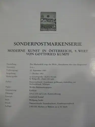 Österreich Amtlicher Schwarzdruck SD der Post: Moderne Kunst