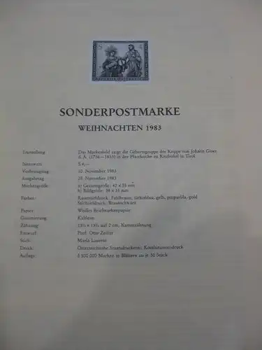 Österreich Amtlicher Schwarzdruck SD der Post: Weihnachten 1983