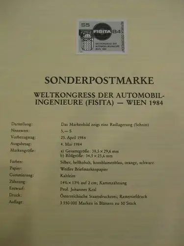 Österreich Amtlicher Schwarzdruck SD der Post: Weltkongress der Automobil-Ingenieure / FISITA