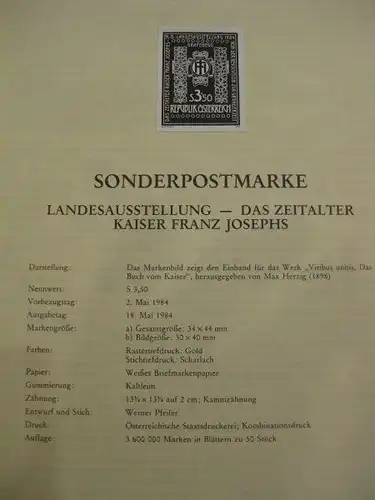 Österreich Amtlicher Schwarzdruck SD der Post: Landesausstellung Kaiser Franz Joseph