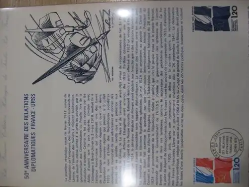 Document Philatelique Officiel - Amtliches Ersttagsblatt ETB der POST:50 Jahre Diplomatische Beziehungen zur Sowjetunion