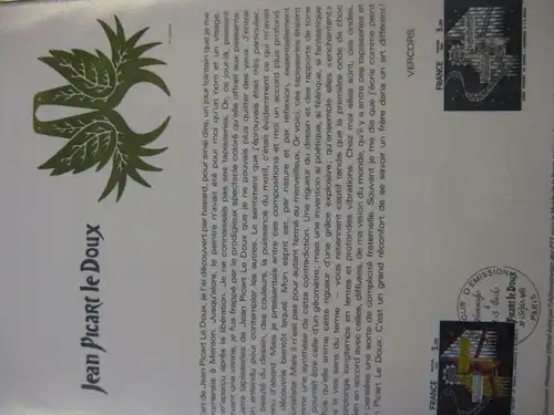 Document Philatelique Officiel - Amtliches Ersttagsblatt ETB der POST:Jean Picart le Doux / Wandteppich