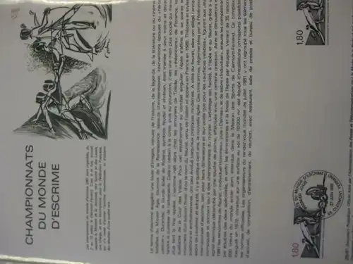 Document Philatelique Officiel - Amtliches Ersttagsblatt ETB der POST:Fechtweltmeisterschaften