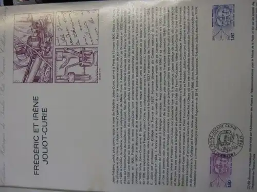 Document Philatelique Officiel - Amtliches Ersttagsblatt ETB der POST:Frederic et Irene Joliot-Curie
