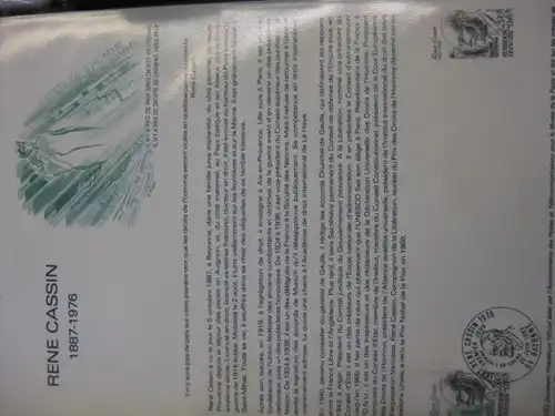 Document Philatelique Officiel - Amtliches Ersttagsblatt ETB der POST:Rene Cassin