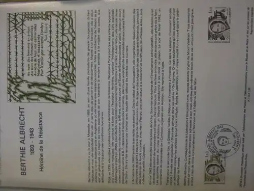 Document Philatelique Officiel - Amtliches Ersttagsblatt ETB der POST:Berthie Albrecht