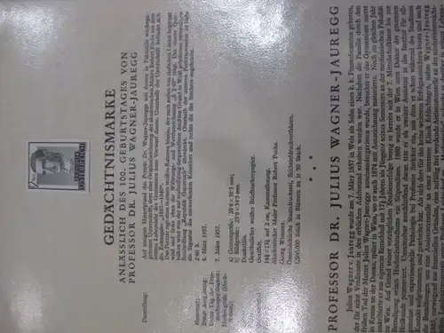 Österreich Amtlicher Schwarzdruck SD der Post:Wagner-Jauregg