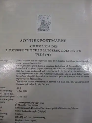 Österreich Amtlicher Schwarzdruck SD der Post: Sängerbundfest