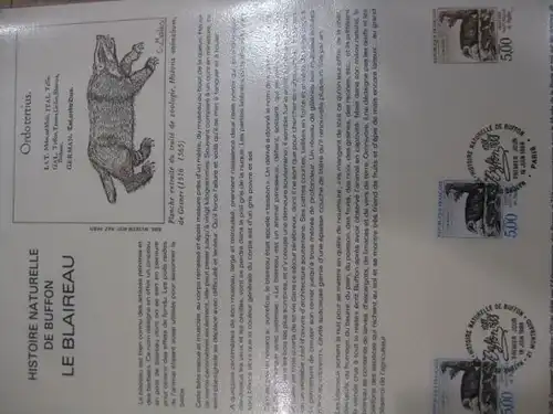 Document Philatelique Officiel - Amtliches Ersttagsblatt ETB der POST:Tierzeichnungen von Leclerc