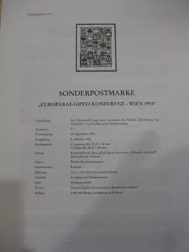 Amtliches Ankündigungsblatt / Erläuterungsblatt der POST: Europarat-Gipfelkonferenz - Wien 1993