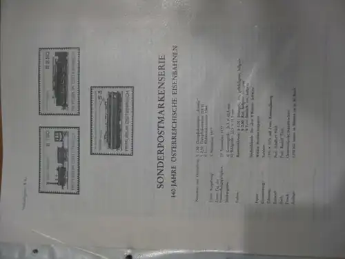 Amtliches Ankündigungsblatt / Erläuterungsblatt der POST: 140 Jahre Österreichische Eisenbahnen