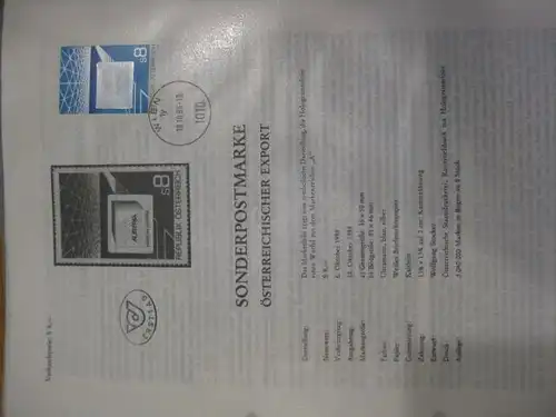 Amtliches Ankündigungsblatt / Erläuterungsblatt / Ersttagsblatt / ETB der POST: Österreichischer Export Hologramm