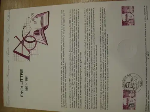 Document Philatelique Officiel - Amtliches Ersttagsblatt ETB der POST:Emile Littre