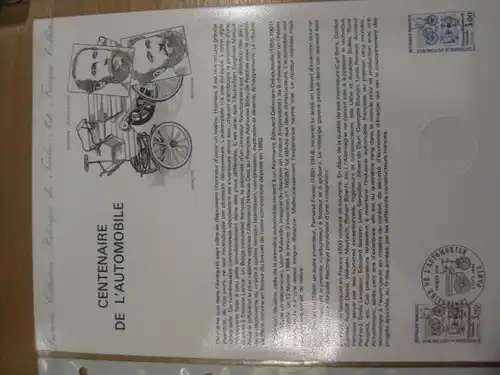 Document Philatelique Officiel - Amtliches Ersttagsblatt ETB der POST:100 Jahre Automobil