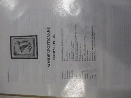 Amtliches Erläuterungsblatt ETB der POST Österreich:EUROPA-CEPT 1986