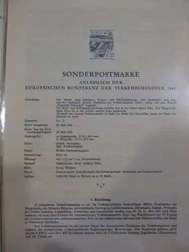 Österreich Amtlicher Schwarzdruck SD der Post:Europäische Verkehrsminister-Konferenz 1961