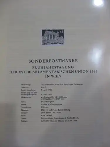 Österreich Amtlicher Schwarzdruck SD der Post:Interparlamentarische Union 1969 in Wien
